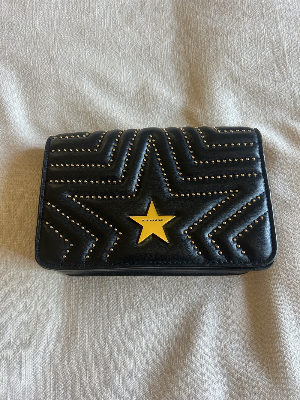Stella McCartney Black Quilted Star Crossbody with Yellow Star